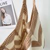 Woven mesh pocket women's large-capacity new hollow knitted relaxation seaside vacation tote shoulder backpack