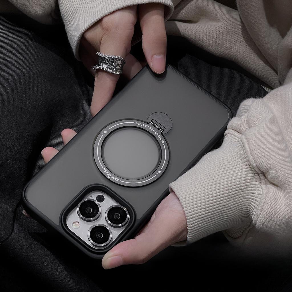360 Fulcrum Shell Geeignet für IPhone15 Handyhülle Drehbarer Ständer Magnetische Saugkraft Apple 14Pro Matte PC Schutzhülle