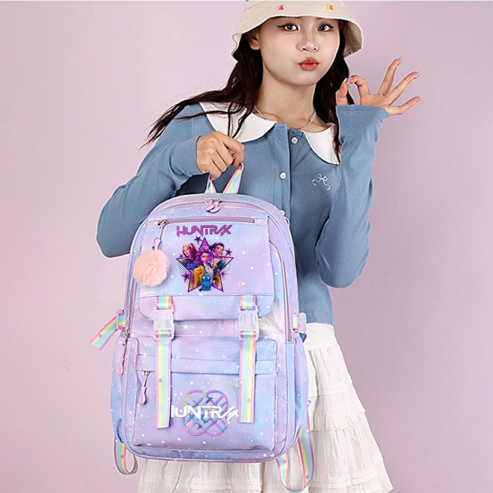 2Pcs/set New Anime Kpop Printed Backpack with 750Ml Water Bottler Large Capacity Travel Bag for Teenager Girl Boy Bookbag Kid Gift Large Capacity Bag