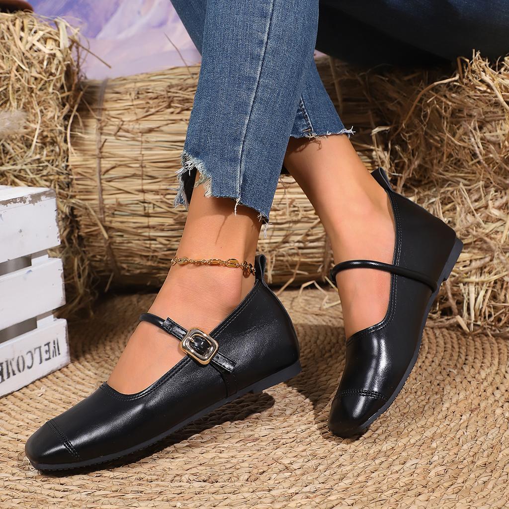 Fashion Women Flats Shoes Designer Mary Jane Shoes Women Elegant Classic Retro Flat Loafers Square Toe Comfortable Soft Sneakers Women