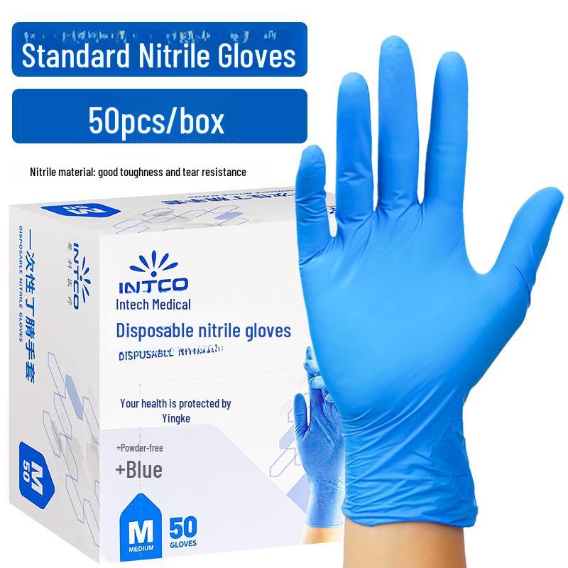 Inkco 50-Pack Disposable Nitrile PVC Gloves - Food Safe, Waterproof, for Kitchen & Cleaning