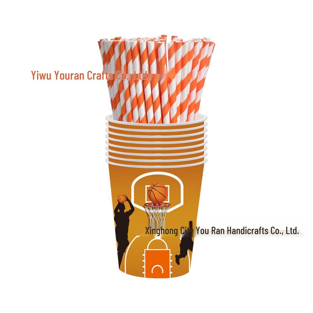 Basketball Slam Dunk Party Set: Disposable Plates, Tablecloth, Napkins & Decorations.