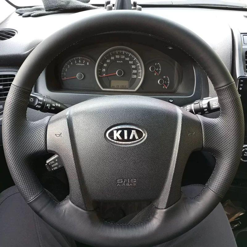 Lederlenkradbezug für Kia Sportage 2009-2013, Handgenäht, Vollständige Abdeckung, Griffig 38cm