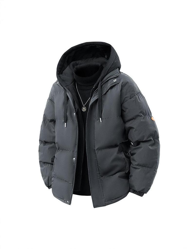 2025 Winter Men's Hooded Thick Puffer Jacket: Trendy Korean-Style Outerwear, Warm and Loose Fit