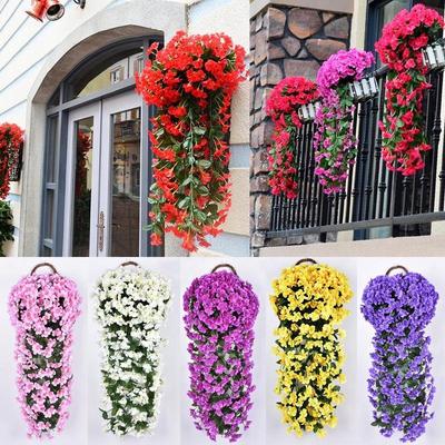 Violet Flowers Artificial Flowers Wedding Decoration Fake Flowers Party Decoration Christmas Wreath Garden Wall Hanging Basket Flowers