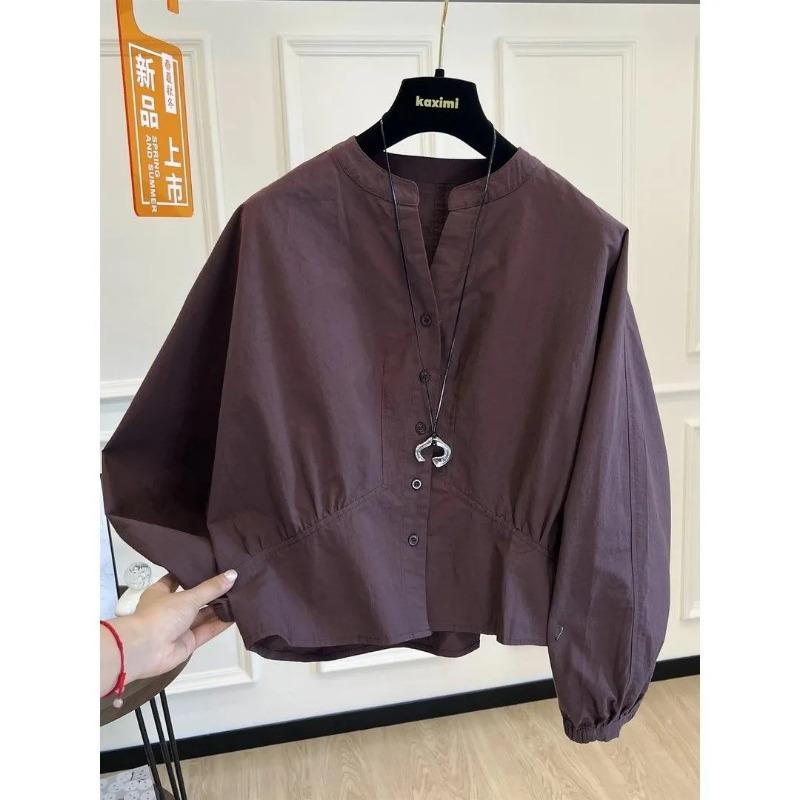 Women's Clothing Korean Casual Autumn New Fashion Shirt Loose Round Neck Slimming Top Blouses