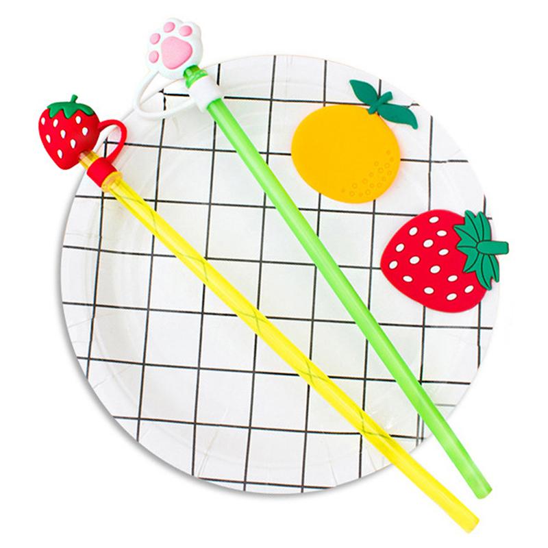 Cartoon Silicone Straw Tips Drinking Dust Cap Splash Proof Plugs Cover Creative Cup Accessories Straw Sealing Tools