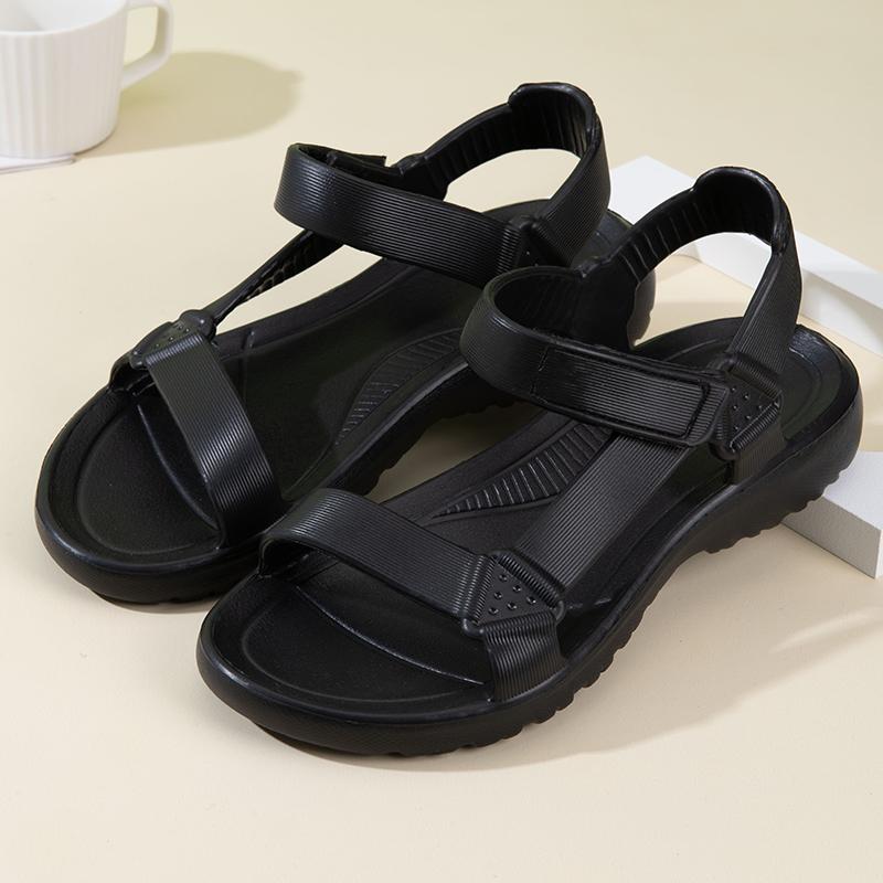 Sommer 2024 Neue Handel Flache Sandalen Einfarbig Damenschuhe Weiche und Bequeme EVA Flache Sandalen für Damen
