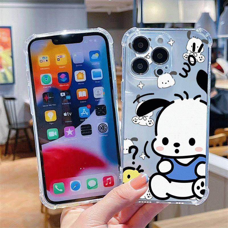 Transparent Four-corner Anti-fall Mobile Phone Case, Light Luxury and High-end for Apple Mobile Phone Protective Case All-inclusive Girl Cartoon