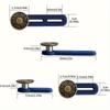 4-piece adjustable denim button extender - copper button with blue plastic handle, unisex elastic waistband extender