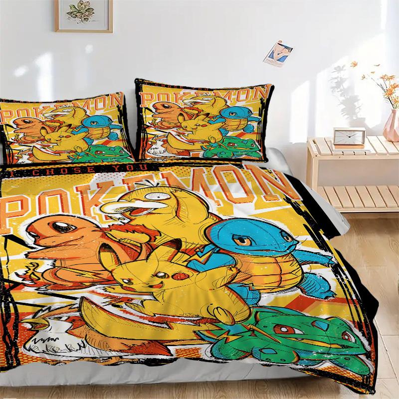 

3pcs Pokemon, Charmander Bedding Set. Soft and Comfortable with No Core Included (1x Duvet Cover + 2x Pillow Covers) yy251031096 135x200cm