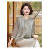 Chinese Style Mandarin Collar Blouse Women's Floral Printed Half-sleeve Chiffon Elegant Top
