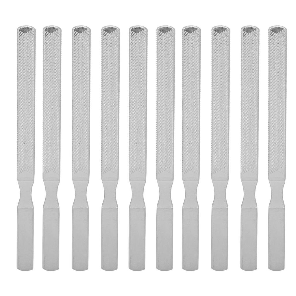 10pcs Stainless Steel Nail Files with Anti Slip Handle 4 Sides Double Sided Metal Nail Files 130mm