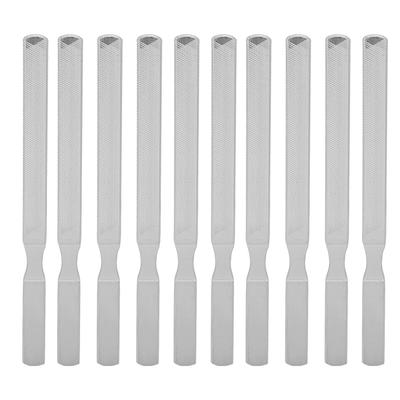 10 pz Lime per Unghie in Acciaio Inossidabile con Manico Antiscivolo 4 Lati a Doppia Faccia Lime per Unghie in Metallo 130mm