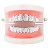 Carved Plaid Pattern Metal Hip Hop Upper and Lower Teeth Set