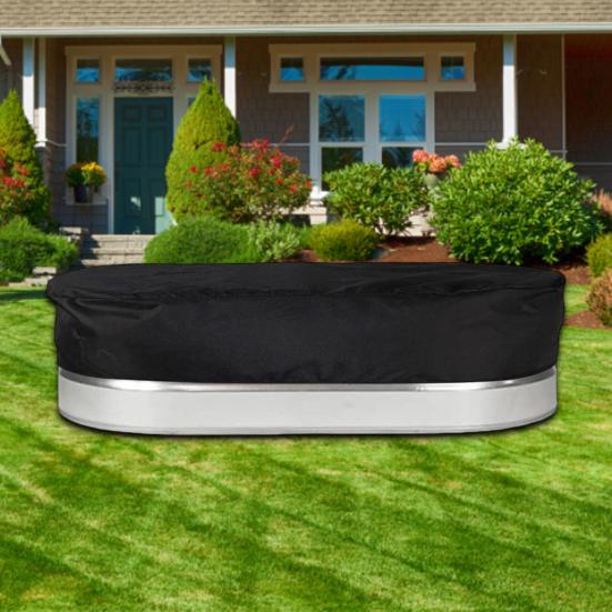 Hot Tub Cover Heavy Duty Drawstring UV Proof Reusable Waterproof Dust-Proof Oxford Cloth Outdoor Oval Stock-Tank Pool Cover Yard Supplies