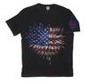 Fireworks Red, White and Blue Patriotic Black T-Shirt by Fear NY