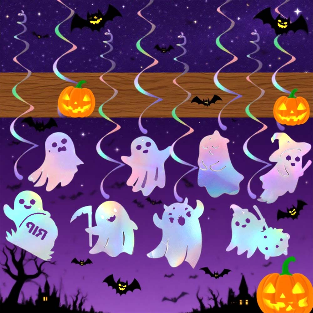 Spooky Ghost Hanging Garland Paper Spiral Banner  Birthday Celebration