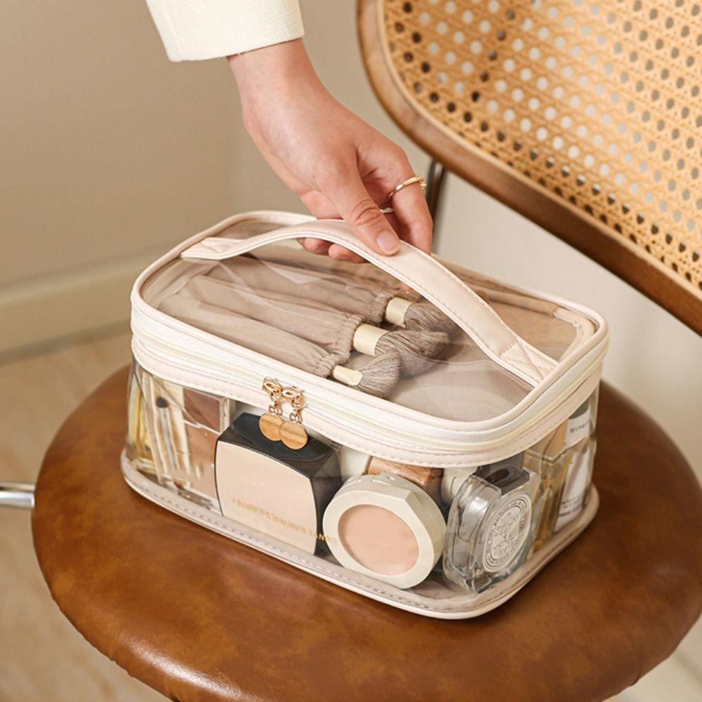 Transparent PU Cosmetic Bag Toiletry Bag Makeup Bag Practical Cosmetics and Jewelry Bag  Studio