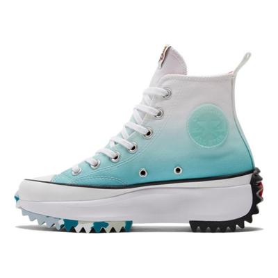 Run Star Hike Série Tigre d'Eau du Nouvel An Design Ondes d'Eau Chaussures Montantes en Toile Unisexe Blanc et Bleu