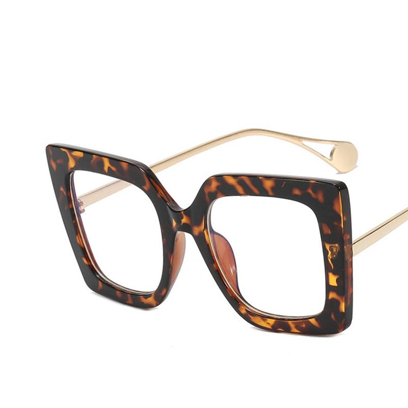 Blue Light Custom Degrees Oversized Reading Presbyopia Glasses Leopard Square Glasses Frame Clear Lens Prescription Lenses Women's Fashion Style