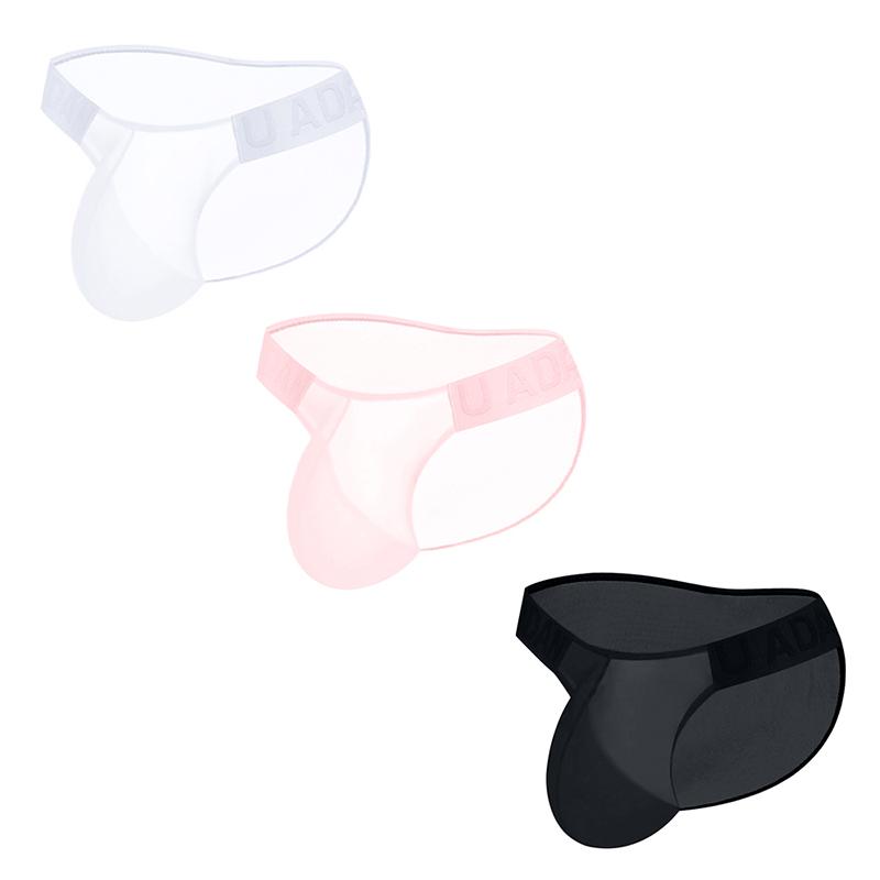 1/3-teilige sexy Herren-Slips, ultradünne transparente Unterwäsche aus Eisseide für den Sommer, geprägte Taillenbewegung ohne Spuren der Unterhose