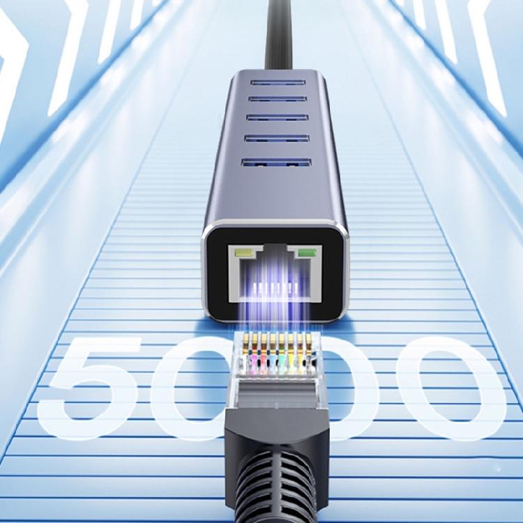 USB 3.0 To RJ45 Ethernet Adapter With 3 Port Hub Suitable For Computers High Speed Networking On PC Enhances Connection