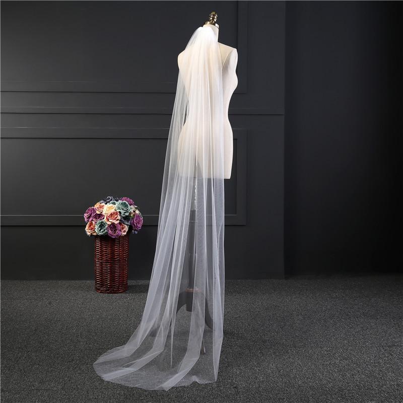 

Свадебная фата с белым краем и гребнем для волос Свадебные аксессуары 200cm