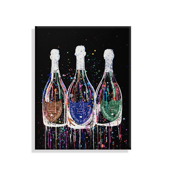 Champagne Bottle Posters and Prints Canvas Painting Colorful Pop Street Wall Art Pictures for Modern Home Living Room Decor