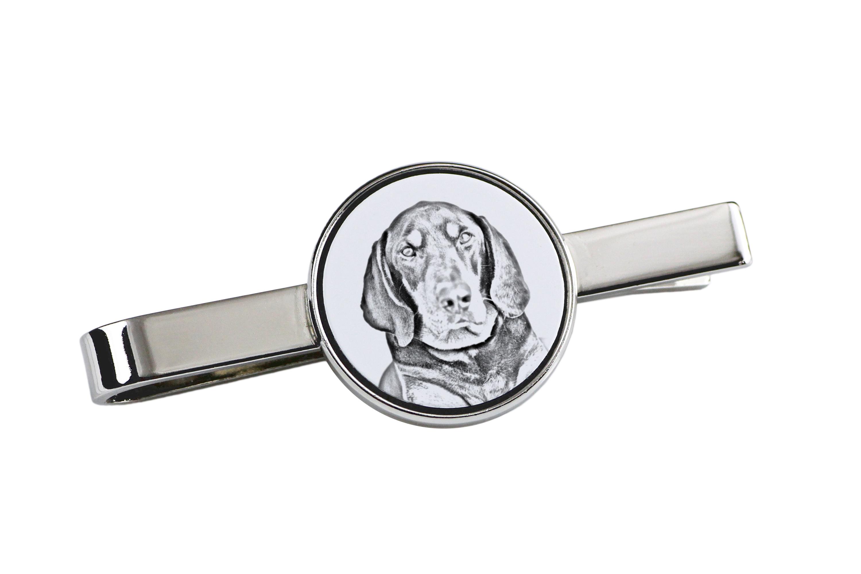 

Black and Tan Coonhound I - tie clip with a dog, personalized tie clip, a unique gift for a man from the Art-Dog brand срібний