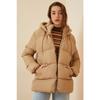 Women's Black Hooded Oversize Puffer Coat Rv00001