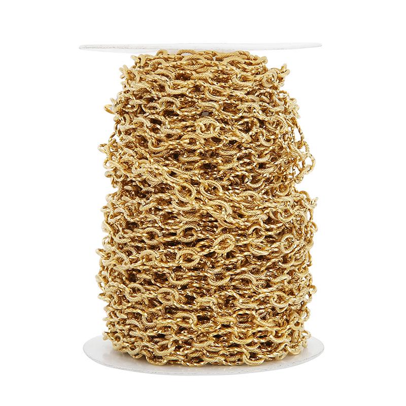 

7мм Цепочка из нержавеющей стали витого плетения «Крест» - Золотой аксессуар для ожерелья и браслета для DIY в европейском/американском стиле Width 7mm x 1 meter