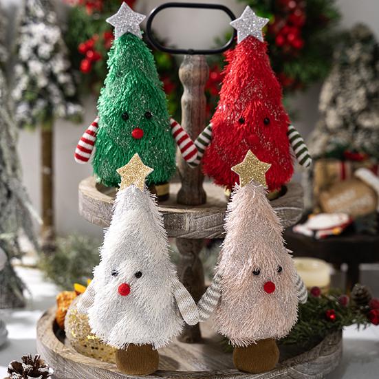 Christmas Gnome Decoration Fluffy Christmas Tree Doll with Glitter Star Topper Plush