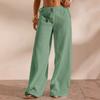 2026 Womens Casual Loose Wide Leg Pants Solid Color Drawstring Waist Street Vacation