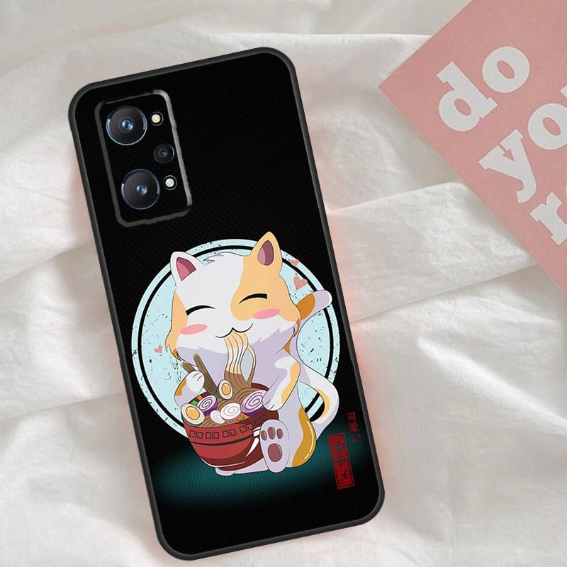 Ramen Cat Japanese Art Case For Realme C65 C67 C71 C63 C61 C55 C51 C53 C35 C75 11 12 13 14 15 Pro Plus GT6 GT7 Pro