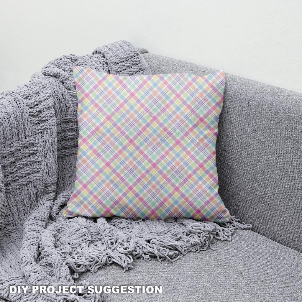 Royal Velvet Fabric Polyester For Sewing - Pattern Checked Pastel