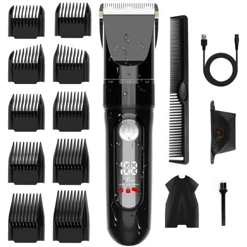 New for 2025: USB Rechargeable Electric Hair Clipper for Men, Professional Grade, Automatic Sharpening, Compatible with 0.8-26mm Hairs, LED Display, 2