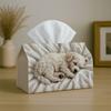 1pc Two Sizes Available Impressionist Tissue Box with White Puppy Soft Texture- Napkin Storage Organizer for Kitchen,Car,Elegant Decorative Box,Purpos