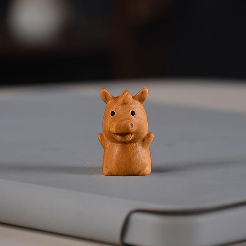 1/2pcs Whimsical Horse Decor 2026 Chinese New Year Zodiac Horse Statue Wood Carving Horse Ornaments Desktop Decor Car Decoration