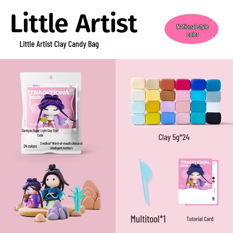 Kalerou 24-Color Ultra-Light Non-Toxic Clay for Kids - Macaron Shades