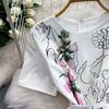 2026 New Summer Women Floral Print Short Sleeve Midi Long Elegant Gorgeous Bridesmaid Cocktail Party Dress with Round Neck