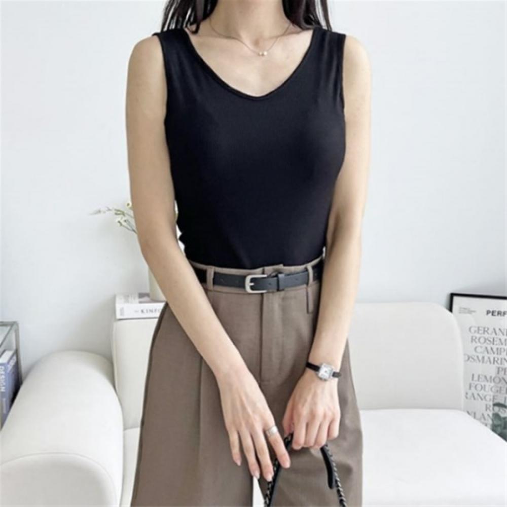 New ArrivalS Open Run Women S Slim FiT reverSible SleeveleSS T ShirT Rib deSign
