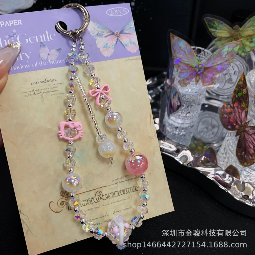 New Phone Chain Cute Bowknot Hanging Chain USB Flash Drive Phone Lanyard Wrist Style High-end Blind Box Phone Chain