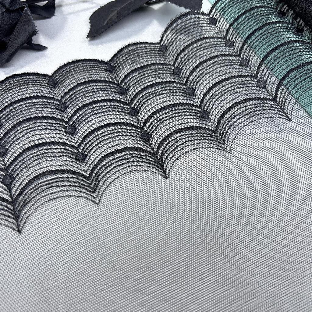 Embroidery Tulle Lace, 1m x 23cm, Non-stretch Black Net Lace Trim for Lingerie, Bra, Underwear, Dress, Garment, Sewing & Crafting