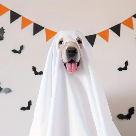 Halloween Pet Costume Scary Dog Cosplay Ghost Cloak Hood Outfit Breathable Festive Apparel for Halloween Christmas Masquerade