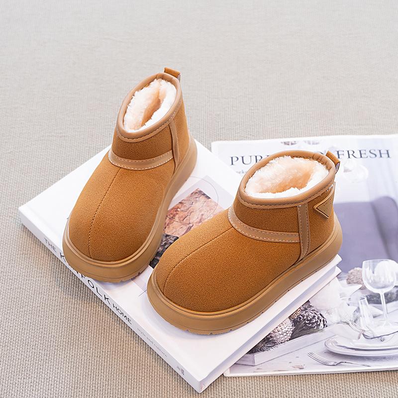 Girls shoes snow boots 2025 winter new boys cotton shoes velvet children's shoes waterproof baby boots winter