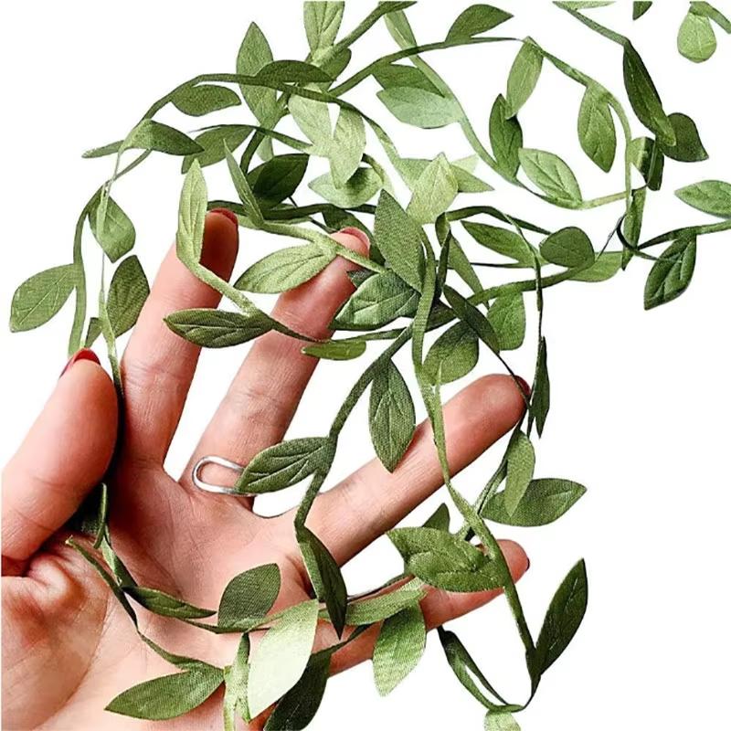 10M Silk Leaf-Shaped Handmake Artificial Green Leaves Hanging Vines Wedding Decoration DIY Wreath Gift Scrapbooking Craft