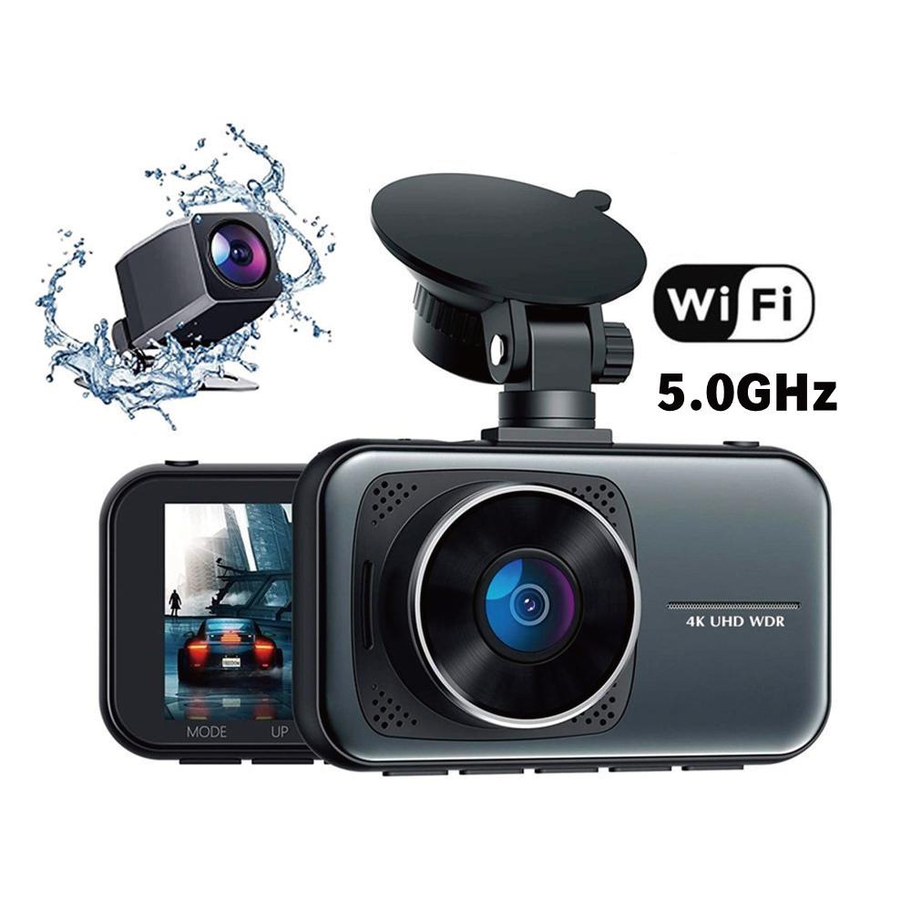 

4K+1080P Автомобильный видеорегистратор с двумя объективами, камера заднего вида, управление через мобильное приложение WiFi, WDR, видеорегистратор, ночное видение, автомобильные аксессуары NONE