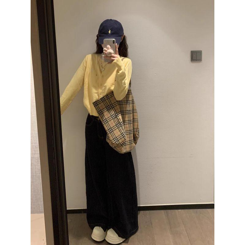 Lazy Milky Yellow Cardigan Fancy Gentle Fake Two-Piece