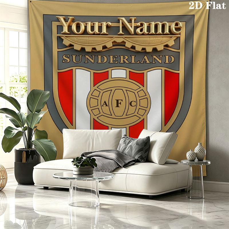 Sunderland A.F Custom Name Wall Tapestry Aesthetic Wall Hanging Printed Fabric Blanket Decorative Tapestries for Bedroom Living Room Home Decor